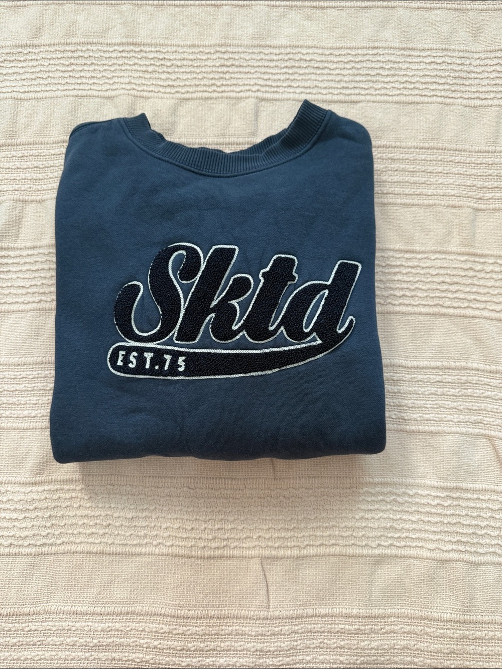Zara Navy Blue Graphic Crewneck Sweatshirt
